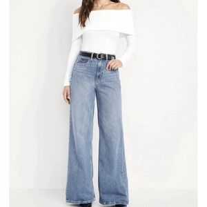 Woman's Old Navy Extra High Rise Super Wide Leg Jean Size 8 Petite